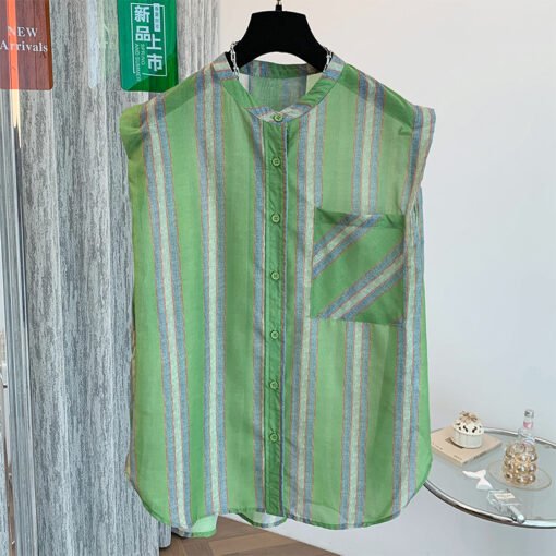 Vapetix M-2XL  Women's 2025 New Loose and Lightweight Striped Sleeveless Shirt, Exquisite and Trendy Short Top