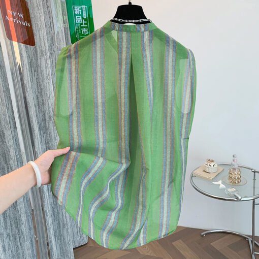 Vapetix M-2XL  Women's 2025 New Loose and Lightweight Striped Sleeveless Shirt, Exquisite and Trendy Short Top - Imagen 4