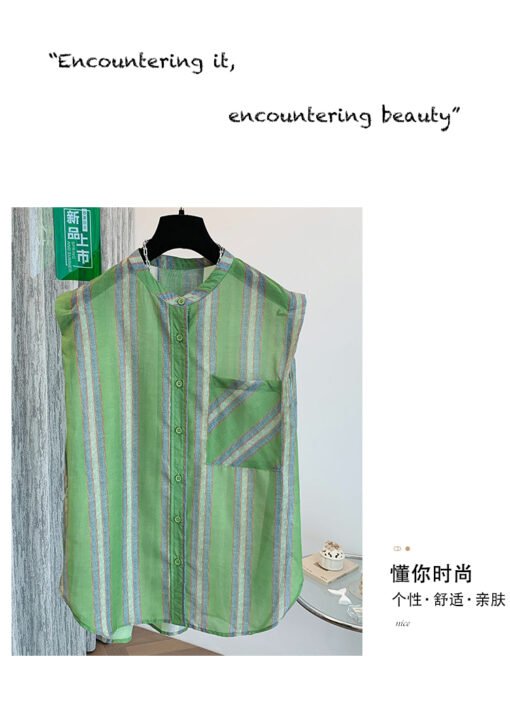 Vapetix M-2XL  Women's 2025 New Loose and Lightweight Striped Sleeveless Shirt, Exquisite and Trendy Short Top - Imagen 7