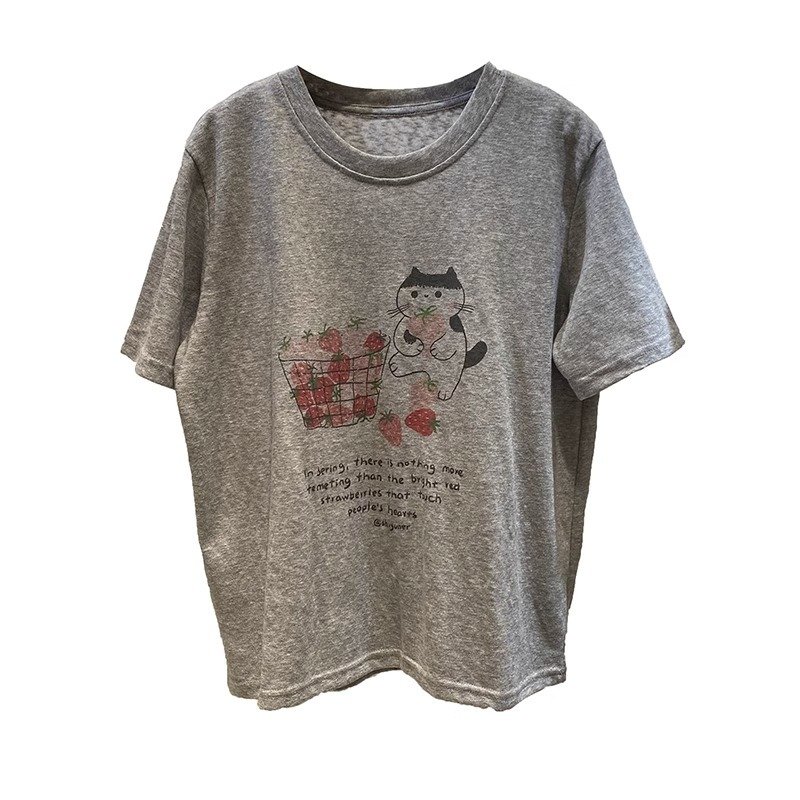 Vapetix S-3XL Official Image 21-ply Pure Cotton 210g 100% Cotton Short Sleeve T-shirt for Women Printed Cartoon C