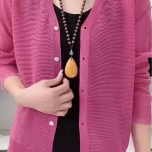 Vapetix S-L  Fashion Solid Color Thin Ice Silk Air-conditioning Shirt Women's 2025 Summer New Loose Casual Age-r - Obrázek 5