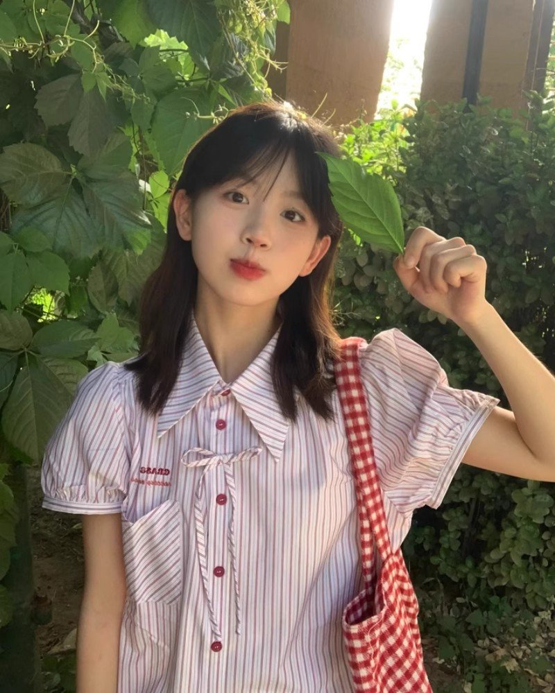 Vapetix S-2XL Women's Summer New College Style Striped Short Sleeve Shirt with Bowknot and Bubbling Sleeve, Uncom - 图片 2