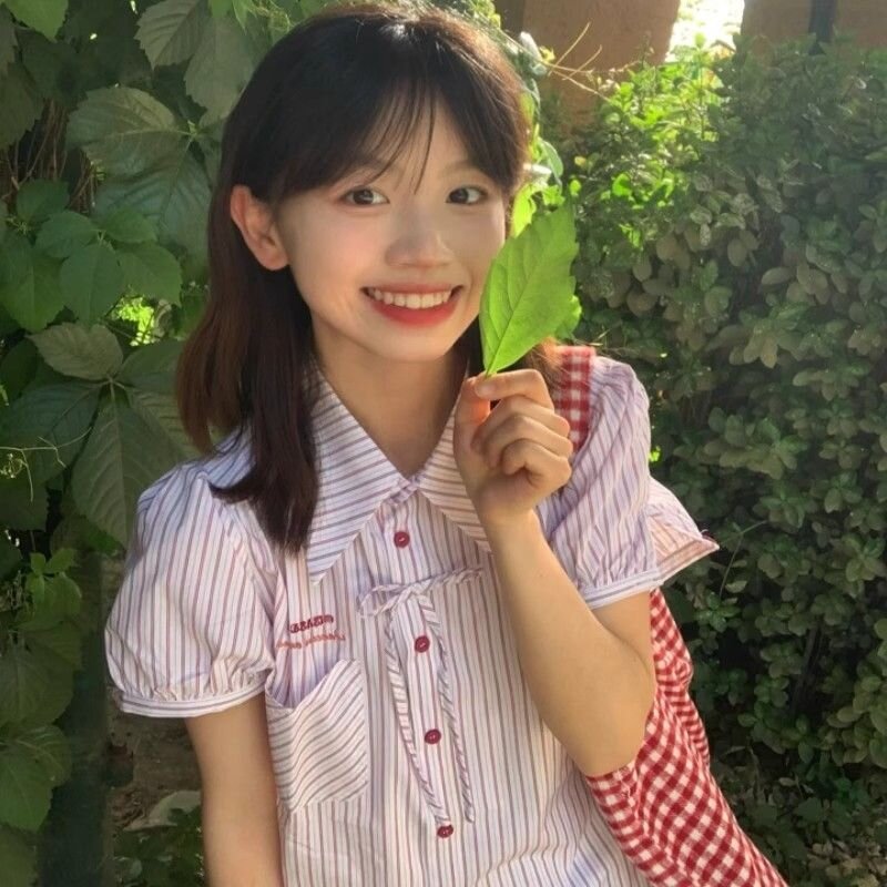 Vapetix S-2XL Women's Summer New College Style Striped Short Sleeve Shirt with Bowknot and Bubbling Sleeve, Uncom - 图片 8