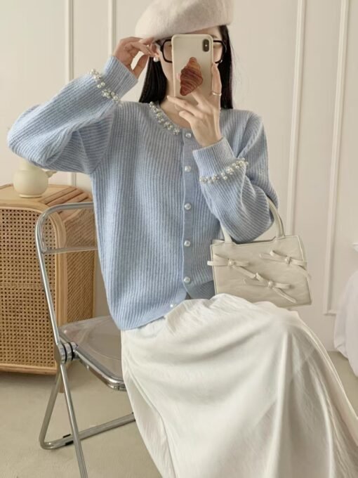Vapetix One size fits all-One size fits all  Xiao Xiang Style Diamond-encrusted Knitwear Women's 2025 Spring New High-end Elegant All-match Fash – Bild 3