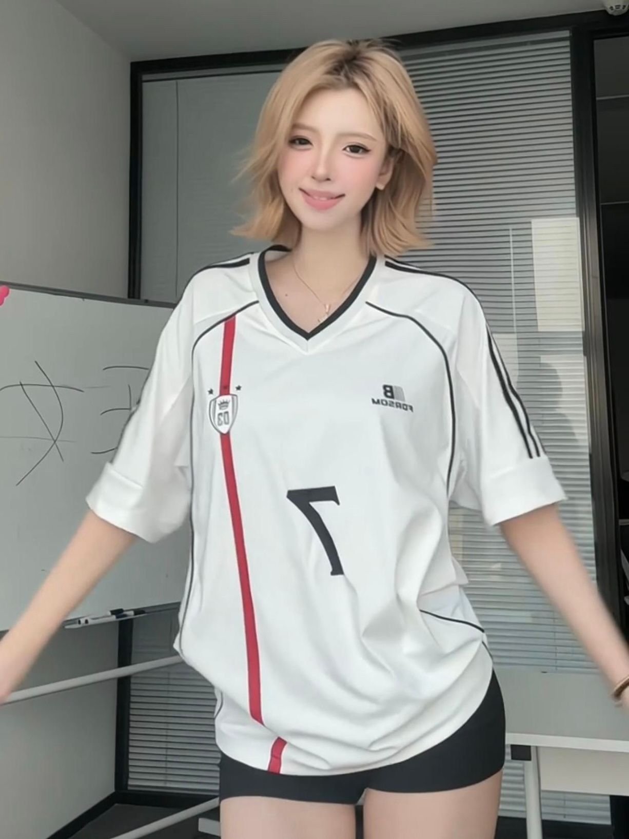 Vapetix M-2XL Vintage American Style Contrast Color Quick-Dry V-Neck T-Shirt for Men and Women - Summer New Arriv – Bild 4