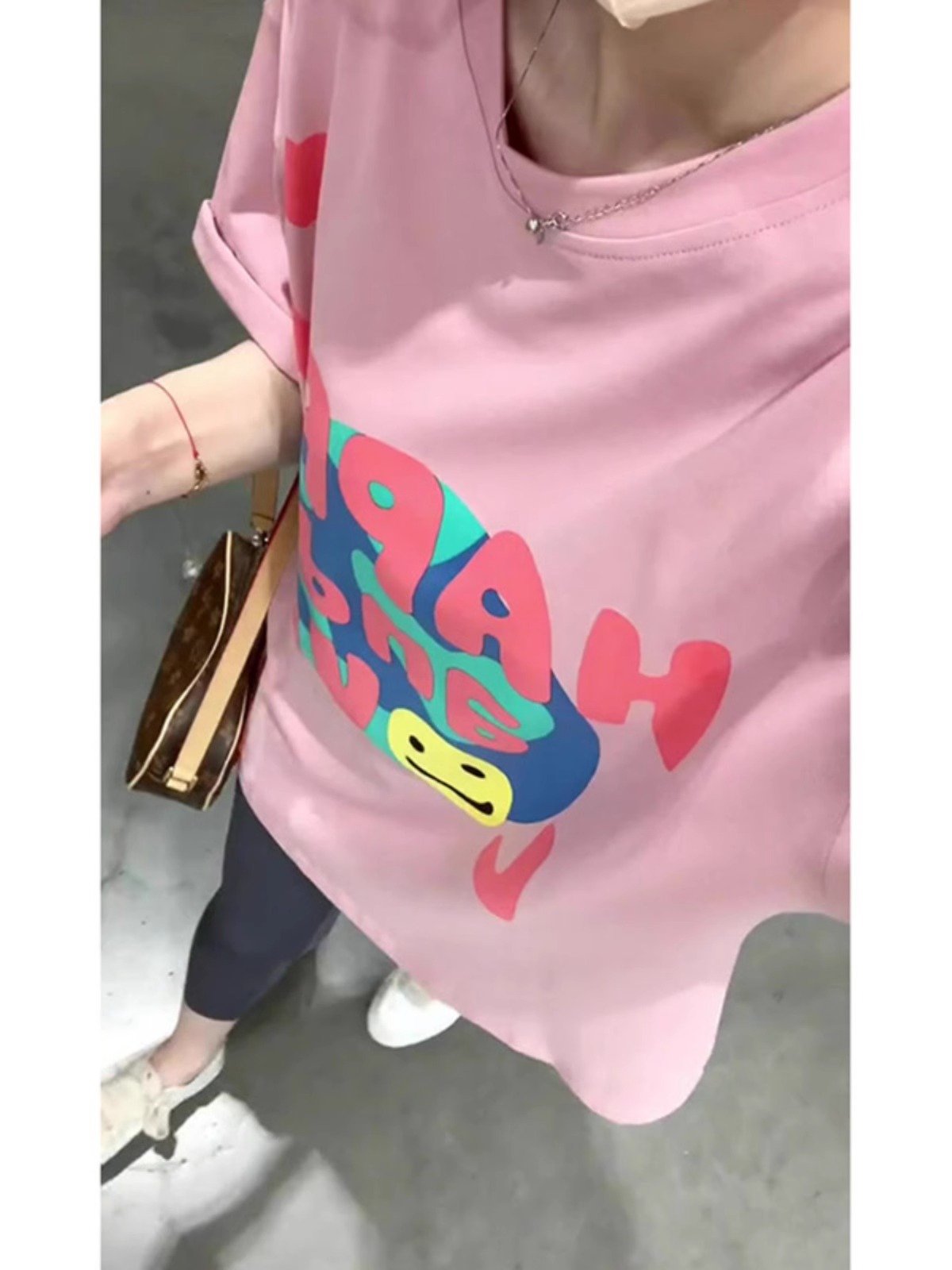 Vapetix S-3XL Official Image 21-ply Pure Cotton 210g 100% Cotton Pink Short Sleeve T-shirt for Women Summer 2025 – Bild 2