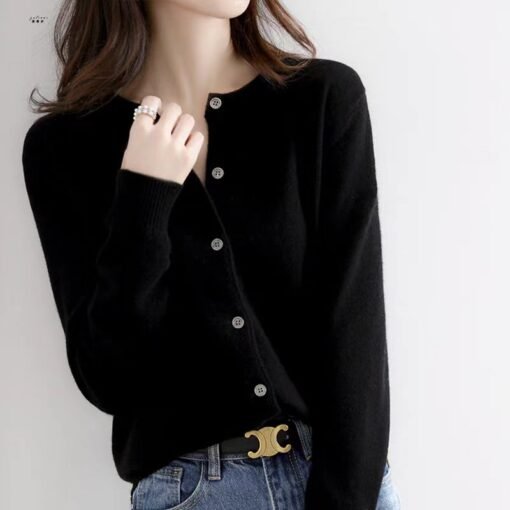 Vapetix S-L  Spring and Autumn New Round Neck Women's Cardigan All-match Western Style Loose Slim Thin Sweater S – Bild 5