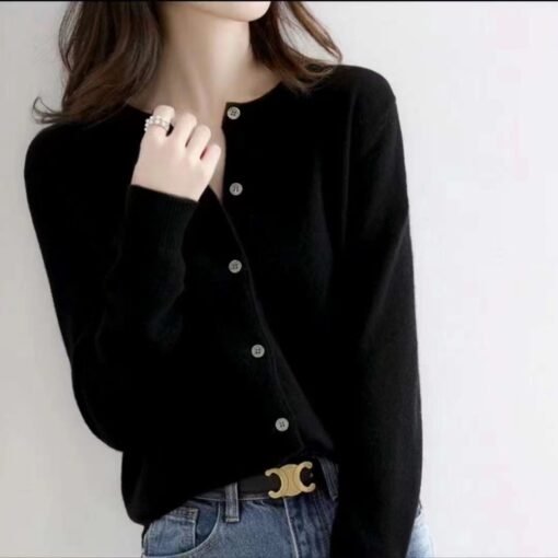 Vapetix S-L  Spring and Autumn New Round Neck Women's Cardigan All-match Western Style Loose Slim Thin Sweater S – Bild 7