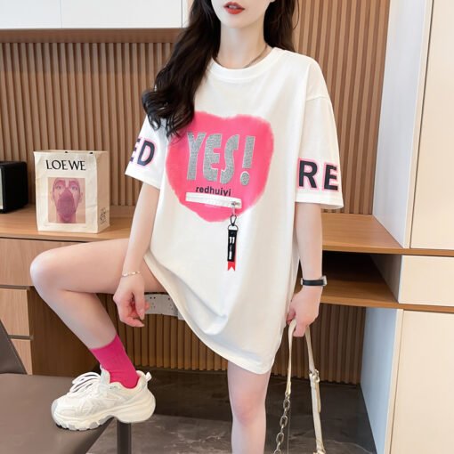 Vapetix M-4XL  Shoots 230g trendy brand cotton, large size 300 pounds printed + rhinestones short sleeve long slee