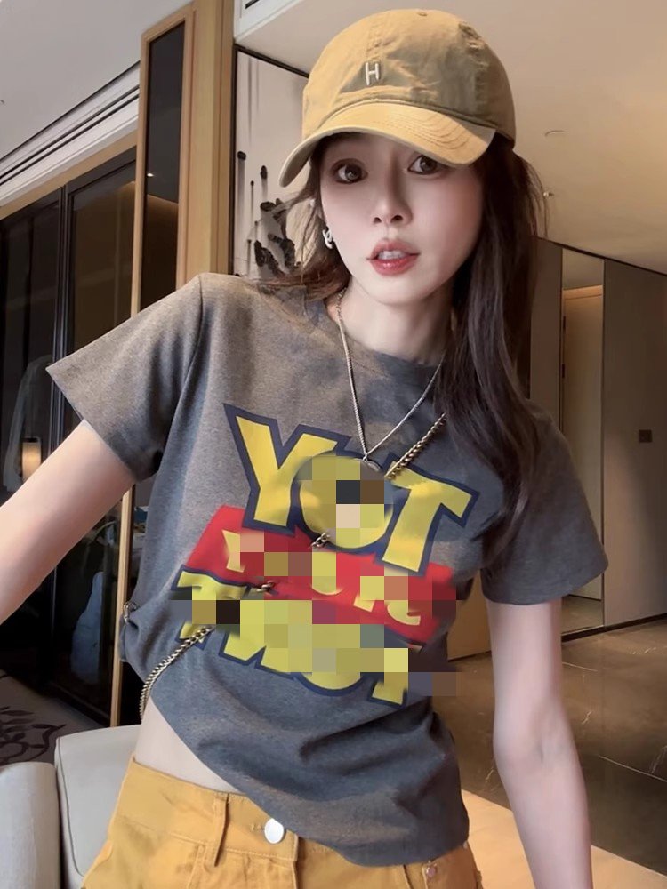 Vapetix S-2XL 40 pure cotton 220g 92% cotton 8% spandex women's printed regular shoulder short-sleeved T-shirt - 图片 7