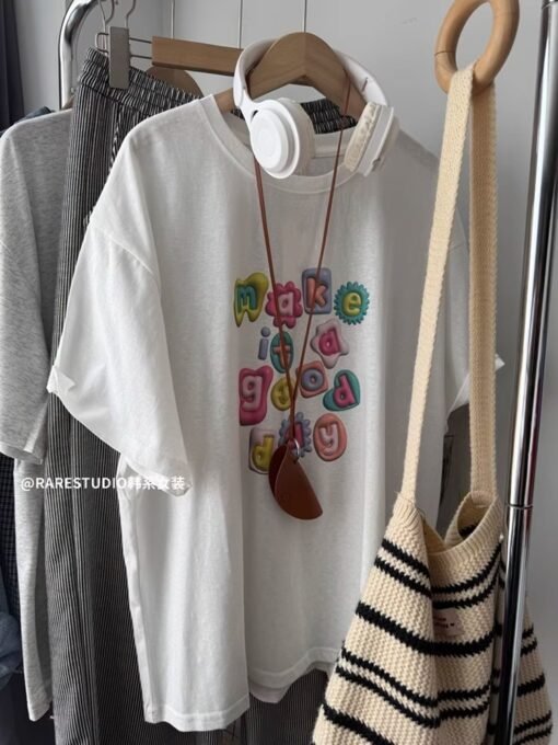 Vapetix S-3XL  Korean Foreign Trade 21 Cotton - 210g 100% Cotton Summer Casual Loose Cartoon Print Short Sleeve T- - Obrázek 3