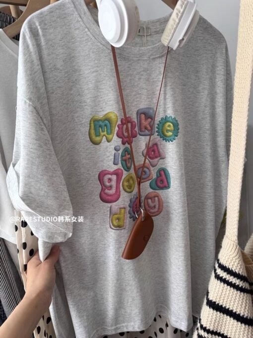 Vapetix S-3XL  Korean Foreign Trade 21 Cotton - 210g 100% Cotton Summer Casual Loose Cartoon Print Short Sleeve T- - Obrázek 7