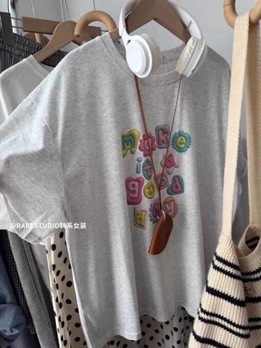 Vapetix S-3XL  Korean Foreign Trade 21 Cotton - 210g 100% Cotton Summer Casual Loose Cartoon Print Short Sleeve T- - Obrázek 8