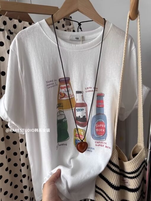 Vapetix S-3XL  Summer 2025 21 Piece Pure Cotton - 210g 100% Cotton Relaxed Loose Cartoon Print Short-Sleeve T-Shir