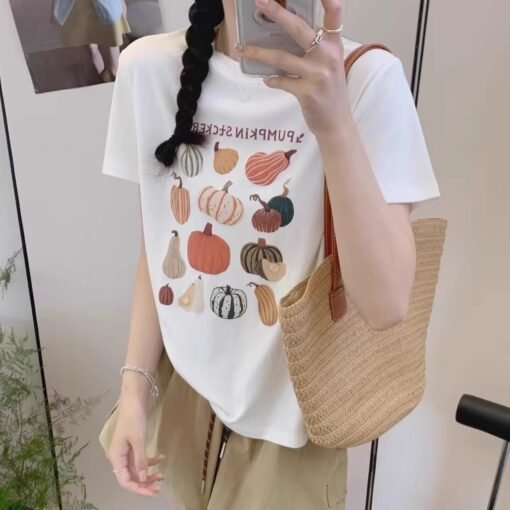 Vapetix S-3XL  Official Image 21-ply Pure Cotton - 210g 100% Cotton Summer Casual Loose Cartoon Print Short-sleeve