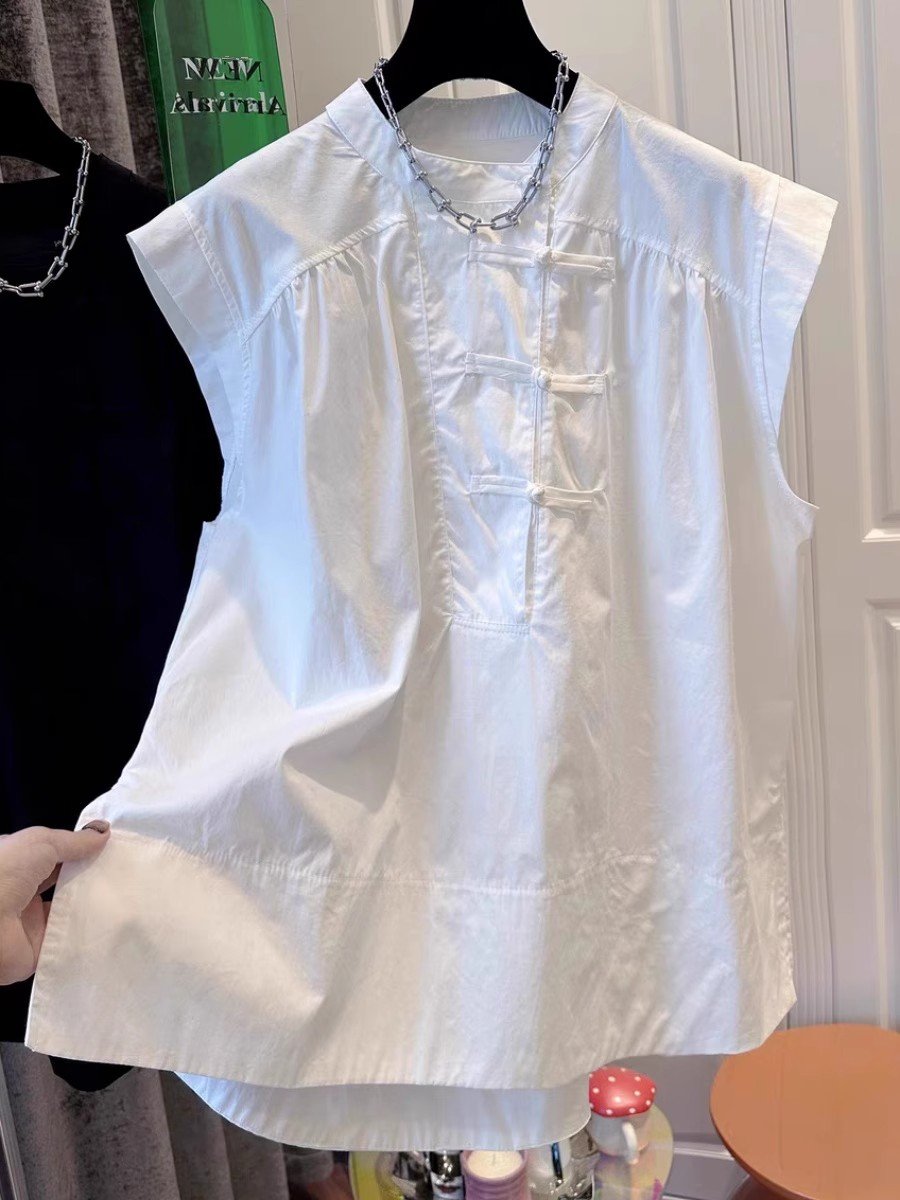 Vapetix Plus size L-M Summer dress new Korean style pure color large size women's new Chinese style national wind button-