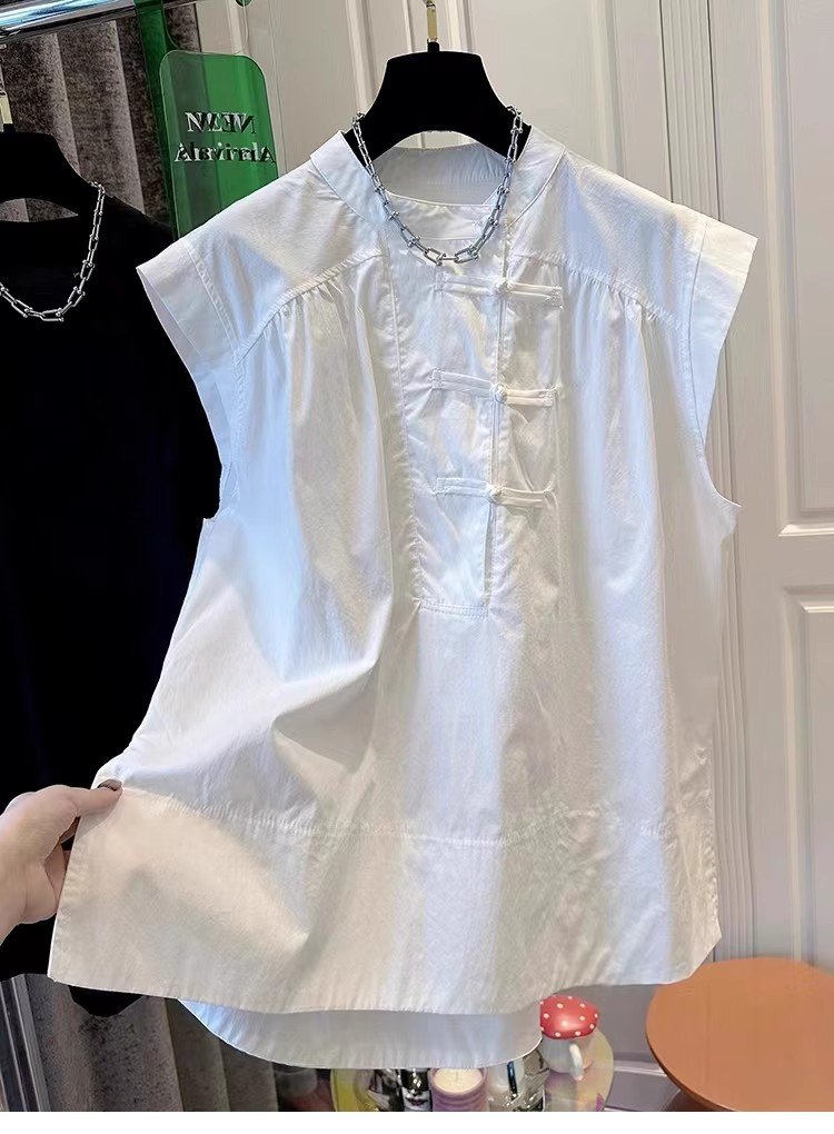 Vapetix Plus size L-M Summer dress new Korean style pure color large size women's new Chinese style national wind button- – Bild 8