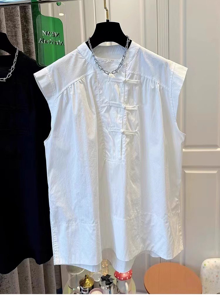 Vapetix Plus size L-M Summer dress new Korean style pure color large size women's new Chinese style national wind button- – Bild 9