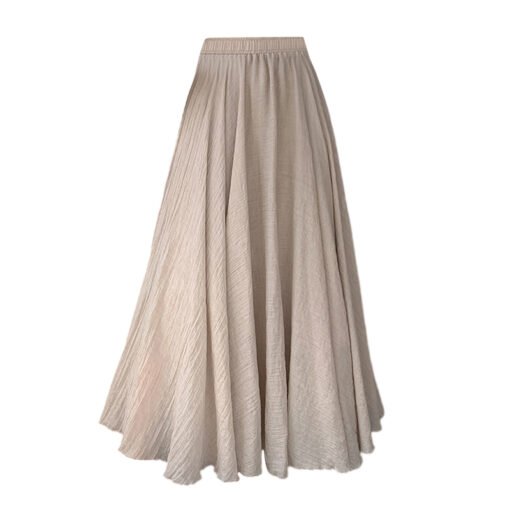 Vapetix S-XL  Women's Spring and Summer New Half-Skirt with Cotton Linen Material, Textured Ankle-Length Skirt, R