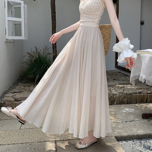 Vapetix S-XL  Women's Spring and Summer New Half-Skirt with Cotton Linen Material, Textured Ankle-Length Skirt, R - Afbeelding 3