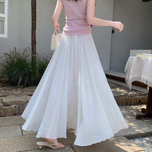 Vapetix S-XL  Women's Spring and Summer New Half-Skirt with Cotton Linen Material, Textured Ankle-Length Skirt, R - Afbeelding 4