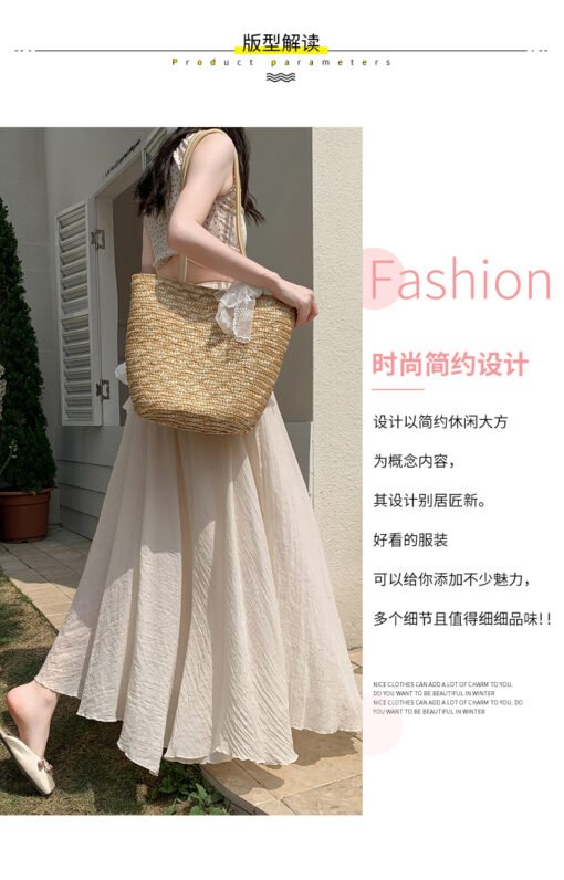 Vapetix S-XL  Women's Spring and Summer New Half-Skirt with Cotton Linen Material, Textured Ankle-Length Skirt, R - Afbeelding 8