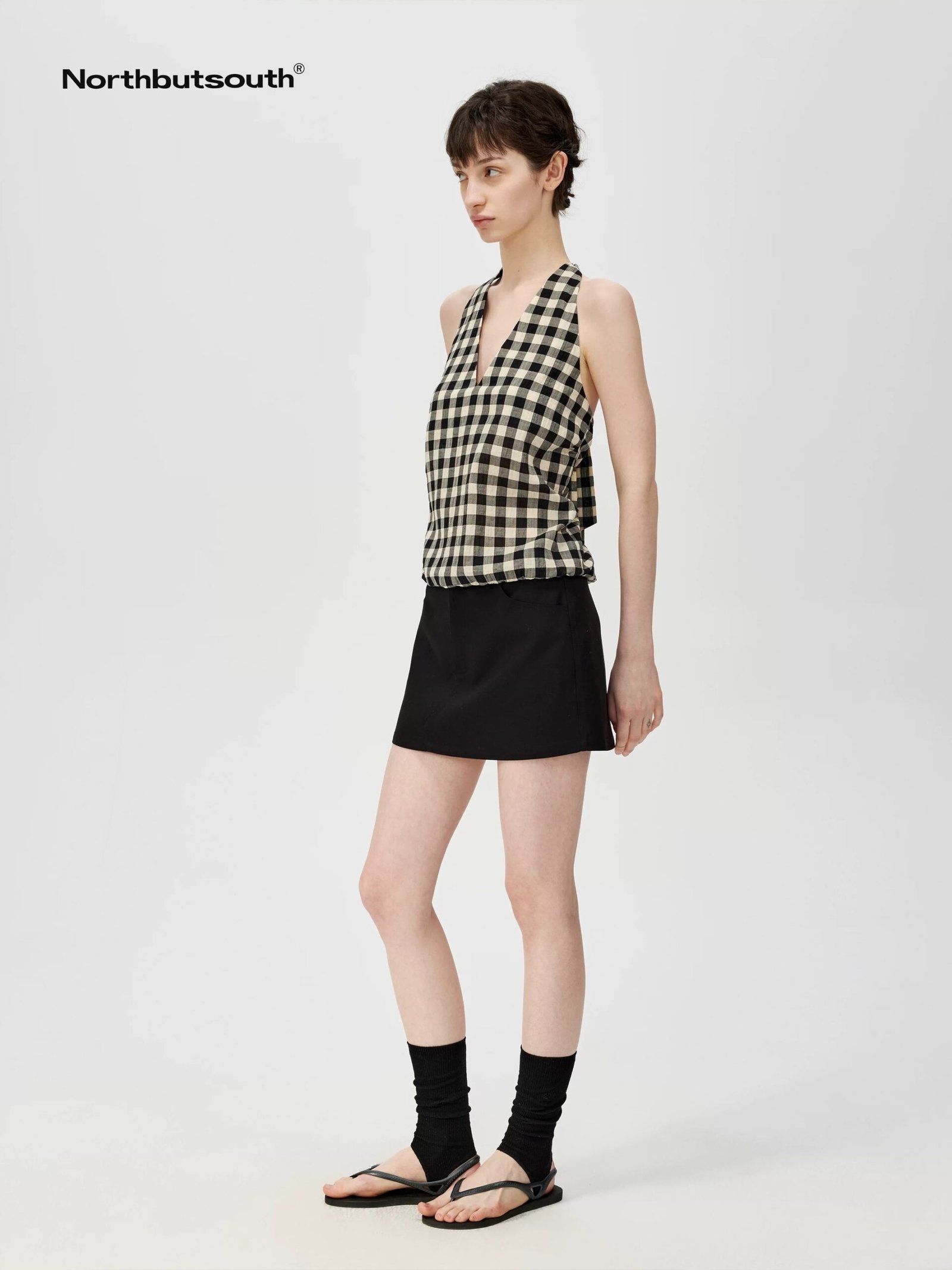 Vapetix S-2XL Northbutsouth Classic Striped Tie-neck Deep V Backless Top – Bild 3