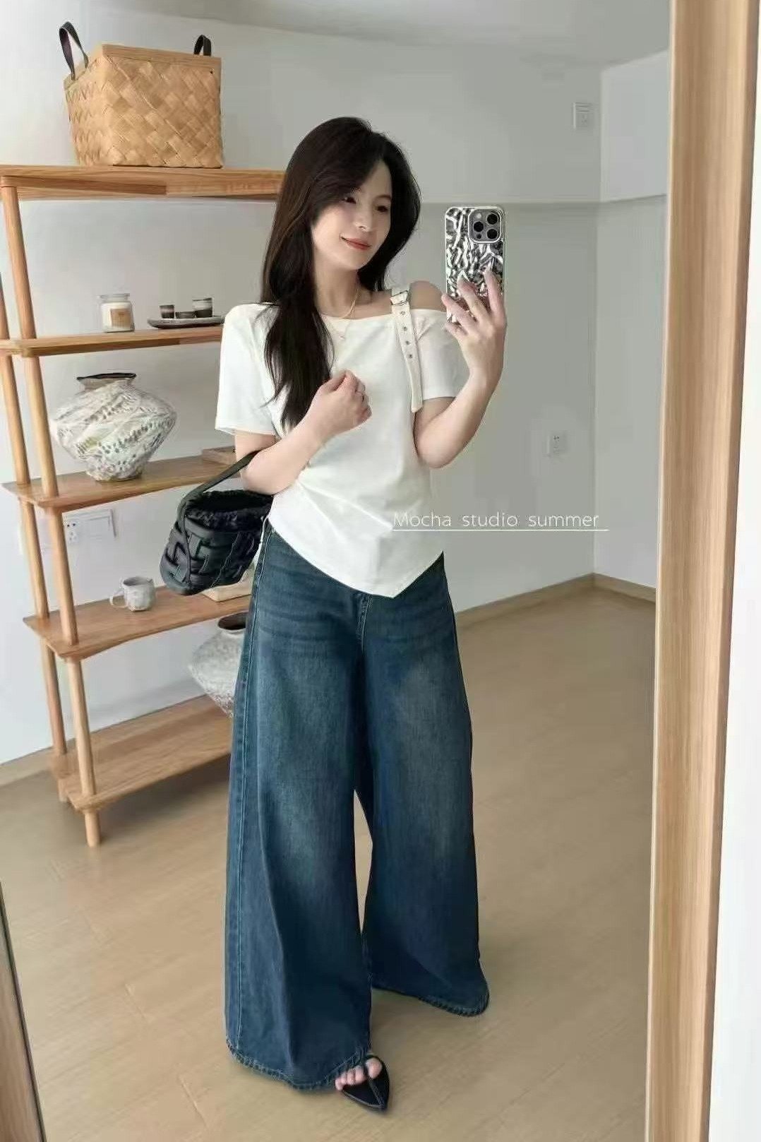 Vapetix Free Size-Free Size Summer New Korean Style Elegant Fashion Slimming Design Unusual Shoulder Straps Unique Short Sleeve – Bild 6