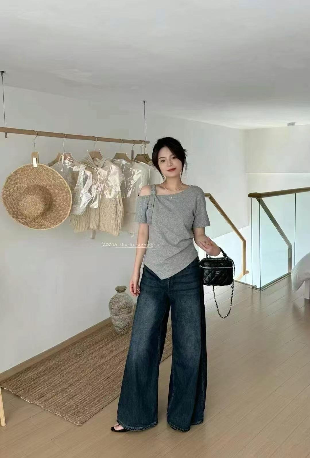 Vapetix Free Size-Free Size Summer New Korean Style Elegant Fashion Slimming Design Unusual Shoulder Straps Unique Short Sleeve – Bild 8