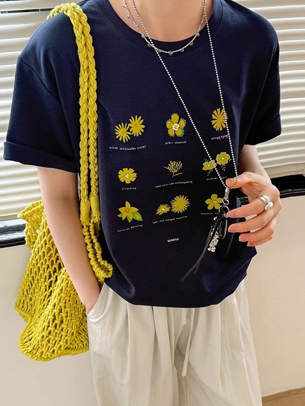 Vapetix S-3XL 2025 Summer 21 Piece 100% Cotton 210g Women's Loose Plus Size Printed Short Sleeve T-Shirts – Bild 7