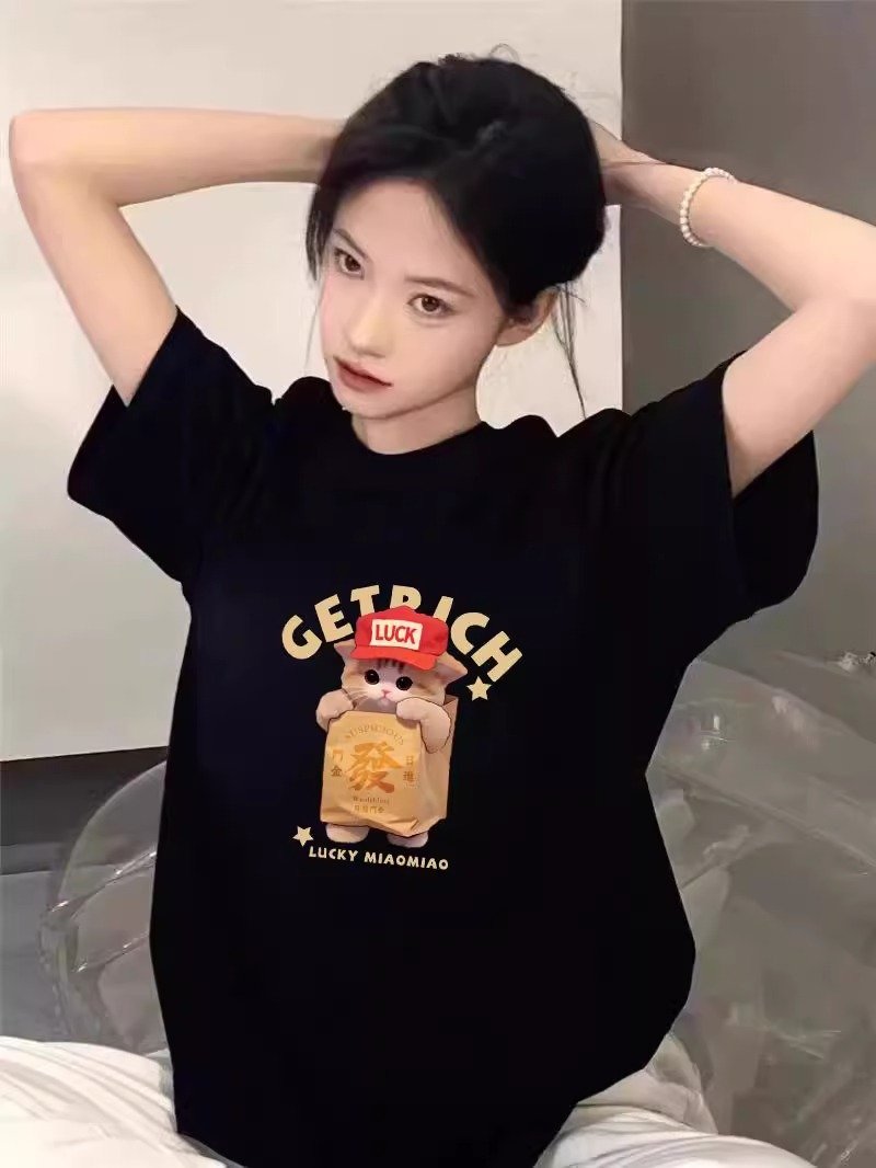 Vapetix S-3XL 2025 Summer 21 Piece Pure Cotton - 210g 100% Cotton Loose Casual Cartoon Print Short Sleeve T-Shirt – Bild 2