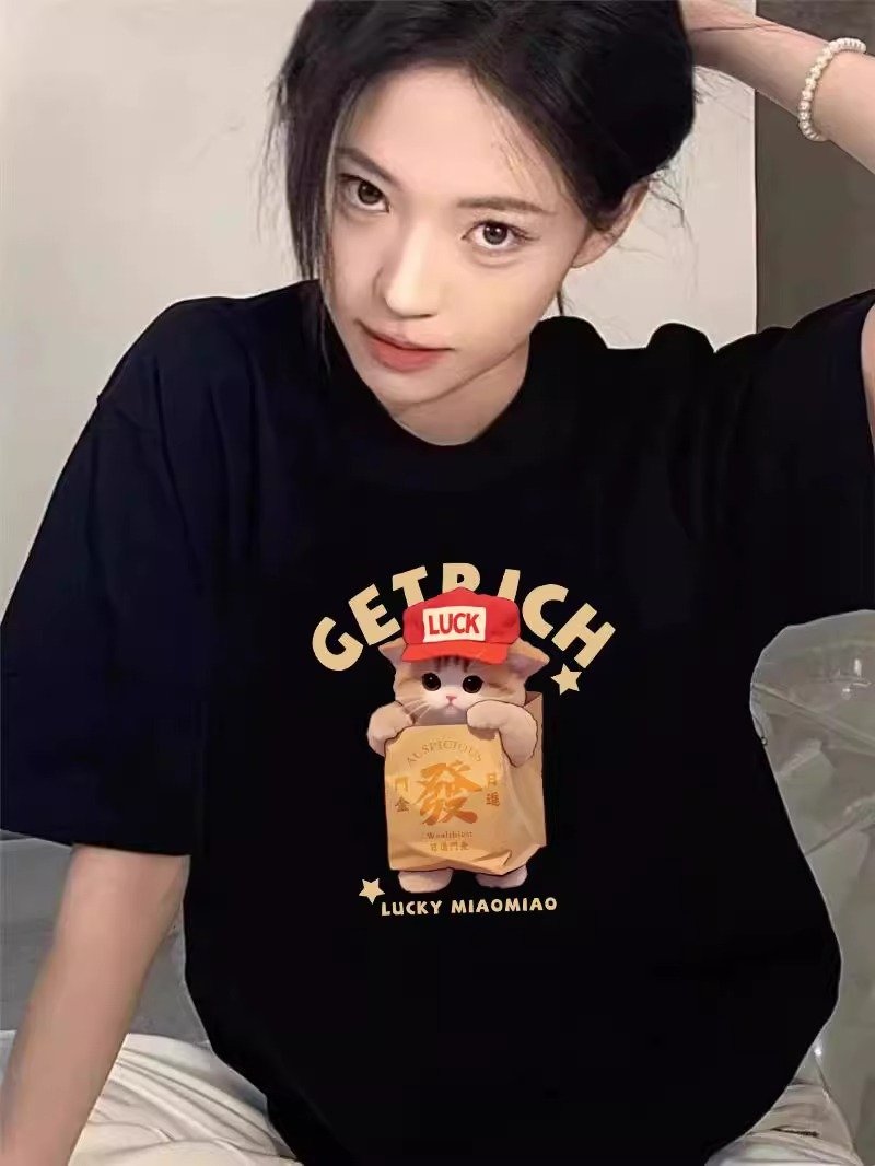 Vapetix S-3XL 2025 Summer 21 Piece Pure Cotton - 210g 100% Cotton Loose Casual Cartoon Print Short Sleeve T-Shirt – Bild 3