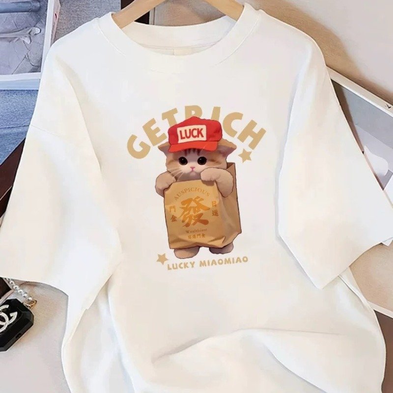 Vapetix S-3XL 2025 Summer 21 Piece Pure Cotton - 210g 100% Cotton Loose Casual Cartoon Print Short Sleeve T-Shirt – Bild 5