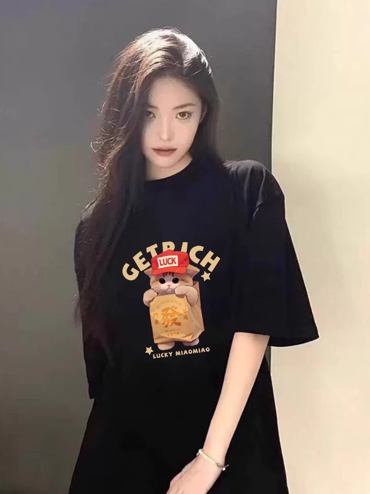 Vapetix S-3XL 2025 Summer 21 Piece Pure Cotton - 210g 100% Cotton Loose Casual Cartoon Print Short Sleeve T-Shirt – Bild 8