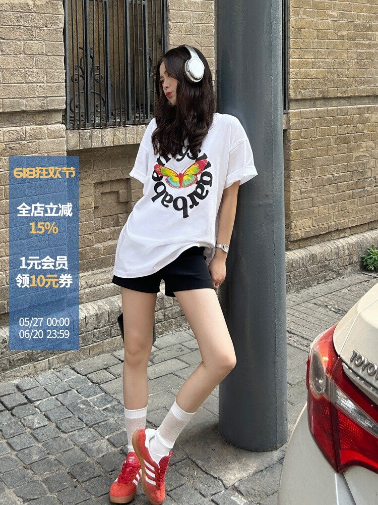 Vapetix S-3XL Korean Foreign Trade 21 Cotton - 210g 100% Cotton Summer Casual Loose Cartoon Print Short Sleeve T-