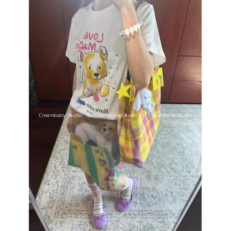 Vapetix S-3XL Korean New 21-Piece Pure Cotton - 210g 100% Cotton Summer Casual Loose Cartoon Print Short-Sleeve T