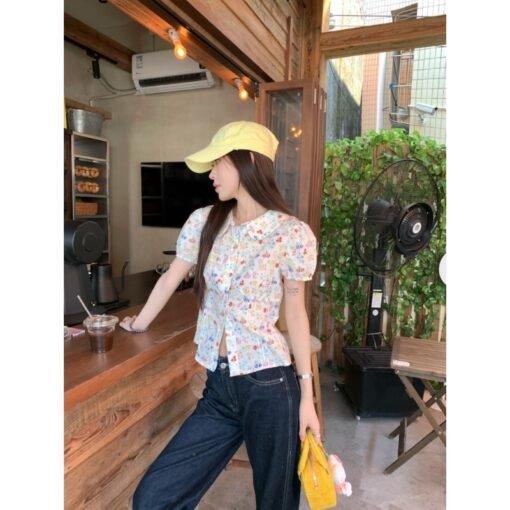 Vapetix S-L  Kong is so annoying, spring wild vine flowers bubble sleeves floral blouse women's summer 2025 new