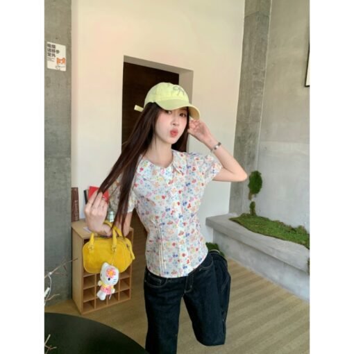 Vapetix S-L  Kong is so annoying, spring wild vine flowers bubble sleeves floral blouse women's summer 2025 new – Bild 6