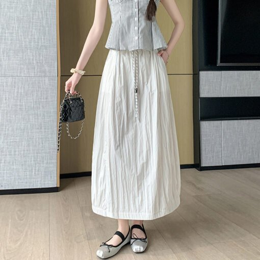 Vapetix S-XL  Shot Relaxed Feeling Quick-Dry Lantern Balloon Workwear Skirt Women Summer Retro Casual Bouquet A-L