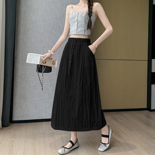 Vapetix S-XL  Shot Relaxed Feeling Quick-Dry Lantern Balloon Workwear Skirt Women Summer Retro Casual Bouquet A-L - Afbeelding 2