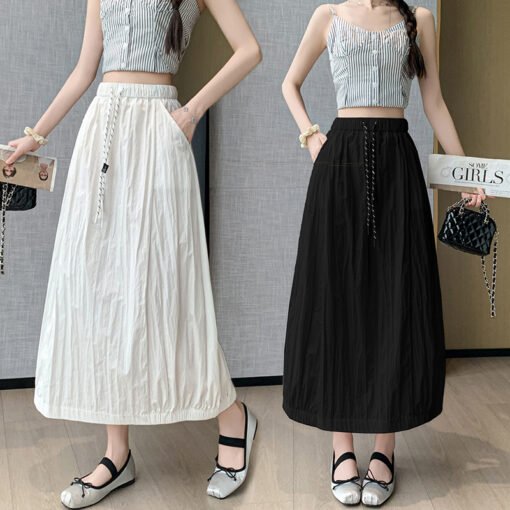 Vapetix S-XL  Shot Relaxed Feeling Quick-Dry Lantern Balloon Workwear Skirt Women Summer Retro Casual Bouquet A-L - Afbeelding 4