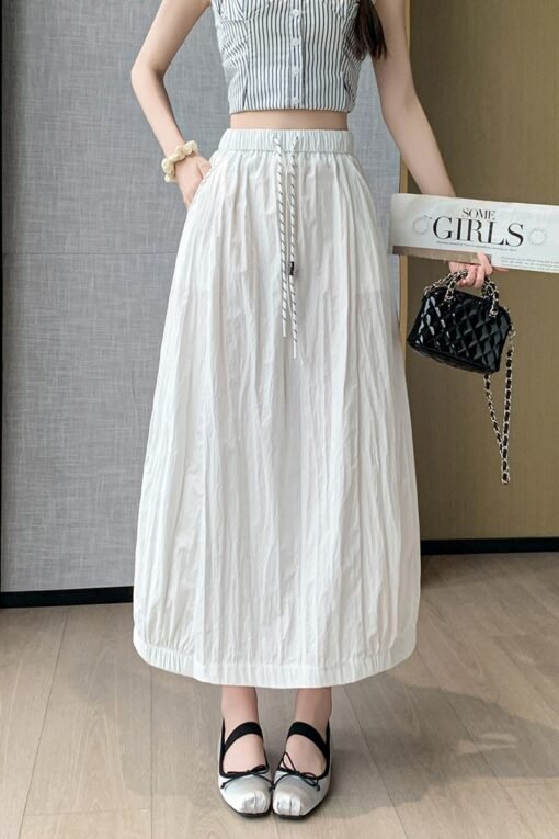 Vapetix S-XL  Shot Relaxed Feeling Quick-Dry Lantern Balloon Workwear Skirt Women Summer Retro Casual Bouquet A-L - Afbeelding 5