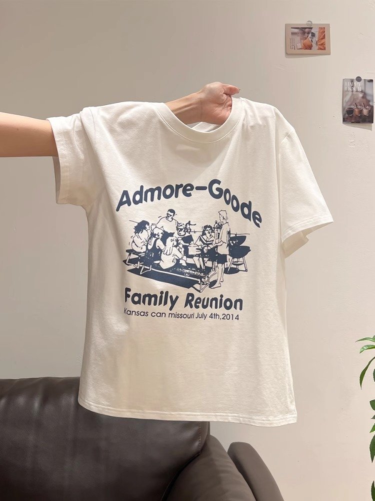 Vapetix S-3XL Korean Foreign Trade 21 Cotton - 210g 100% Cotton Summer Casual Loose Cartoon Print Short Sleeve T-