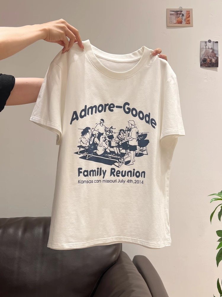 Vapetix S-3XL Korean Foreign Trade 21 Cotton - 210g 100% Cotton Summer Casual Loose Cartoon Print Short Sleeve T- – Bild 3