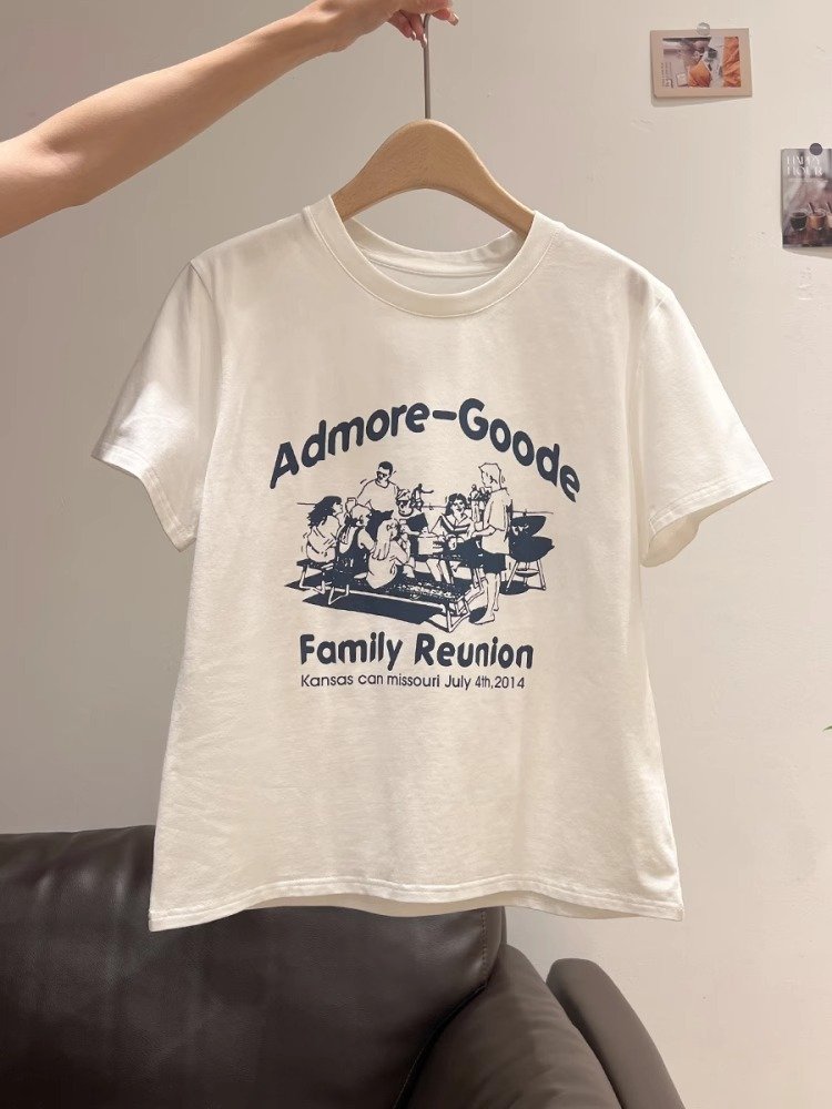 Vapetix S-3XL Korean Foreign Trade 21 Cotton - 210g 100% Cotton Summer Casual Loose Cartoon Print Short Sleeve T- – Bild 4