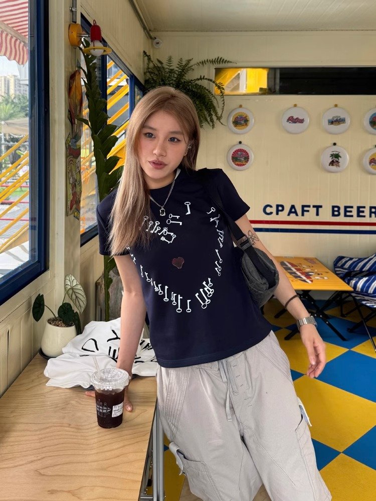 Vapetix S-2XL Korean imported new 40-count pure cotton 220g 92% cotton 8% spandex regular shoulder short-sleeved – Bild 4