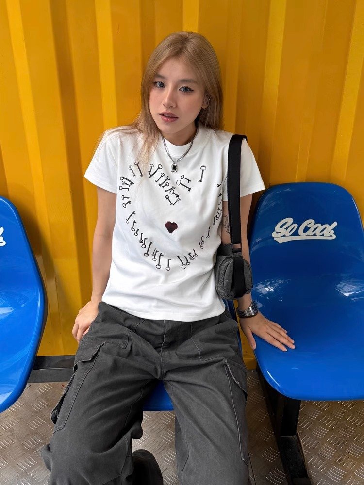 Vapetix S-2XL Korean imported new 40-count pure cotton 220g 92% cotton 8% spandex regular shoulder short-sleeved – Bild 9