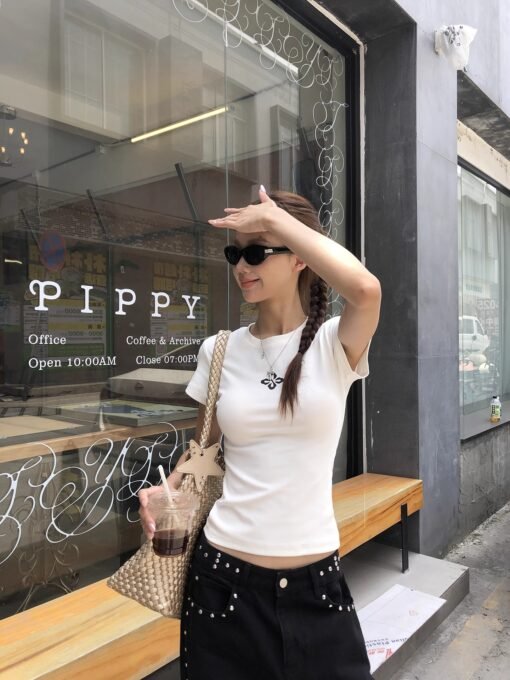 Vapetix S-2XL  Korean Foreign Trade New 40-Thread Pure Cotton 220g 92% Cotton 8% Spandex Straight Shoulder Short S – Bild 6