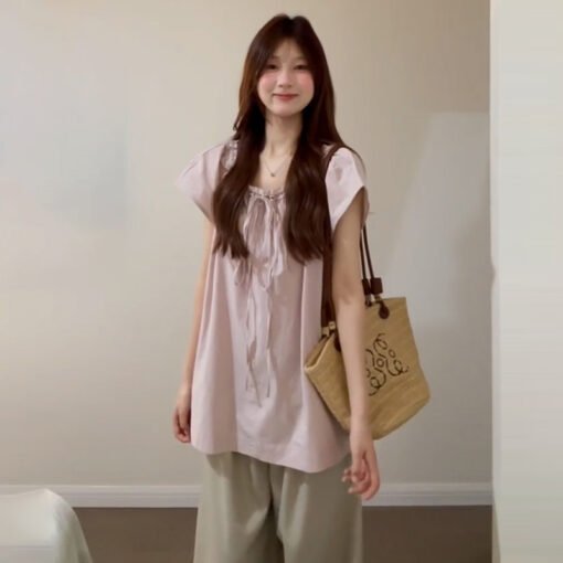 Vapetix S-2XL  French Pink Women's Summer 2025 New Arrival Gentle and Elegant Blouse with Design Sense, Unique and – Bild 4