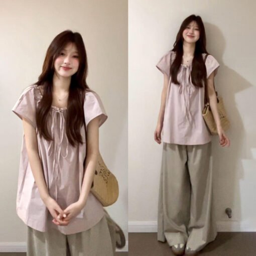 Vapetix S-2XL  French Pink Women's Summer 2025 New Arrival Gentle and Elegant Blouse with Design Sense, Unique and – Bild 5
